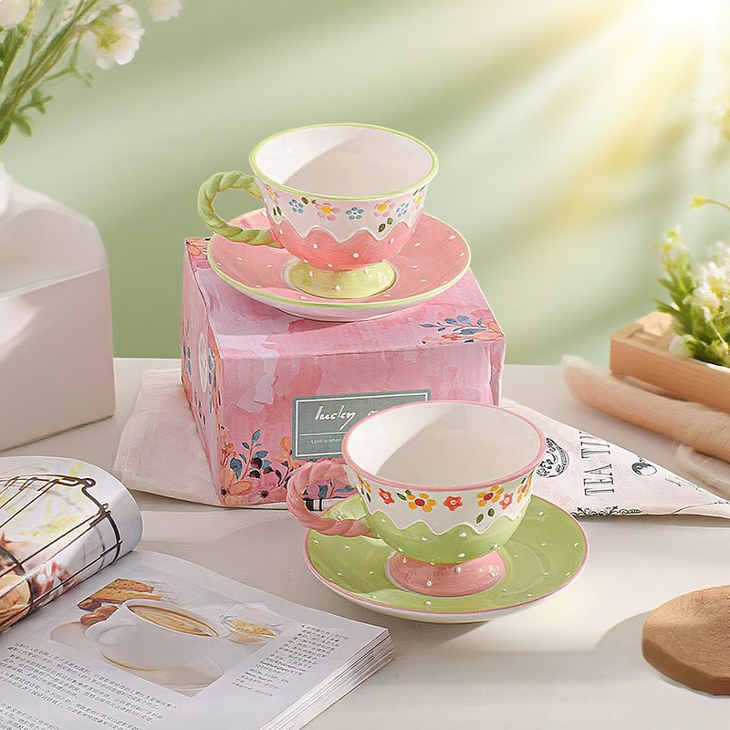 Korean Tea Set - Korean Style Hand Painted Floral Ceramic