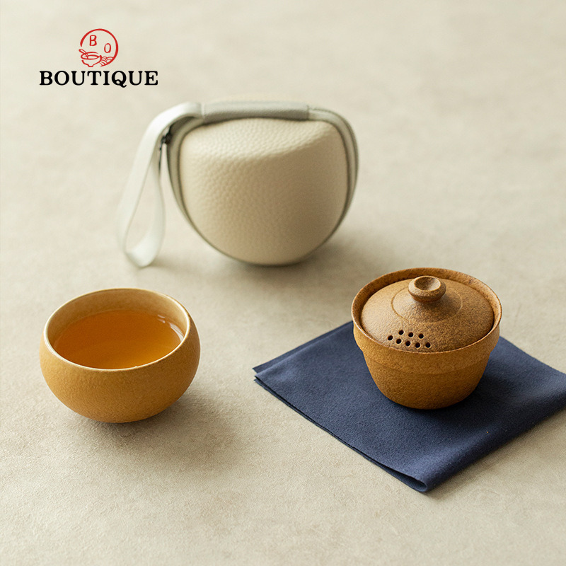 Korean Tea Set - Coarse Pottery Travel Tea Set Portable