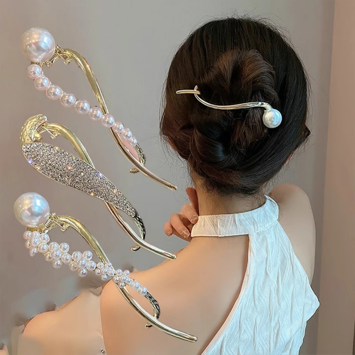 Elegant Glitter Pearl Hair Cli - Korean Women Lifestyle ulasan dan harga