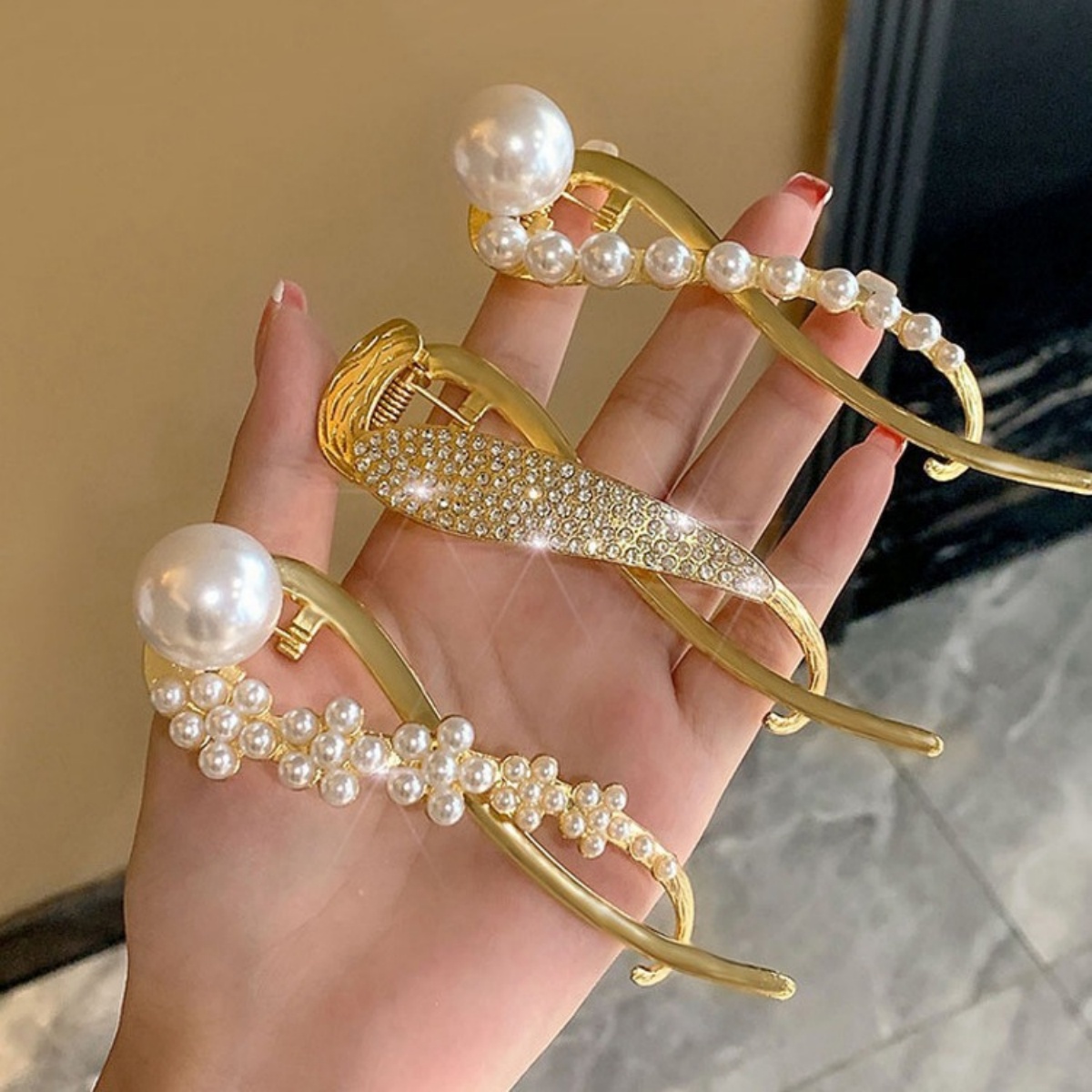Elegant Glitter Pearl Hair Cli - Korean Women Lifestyle ulasan dan harga