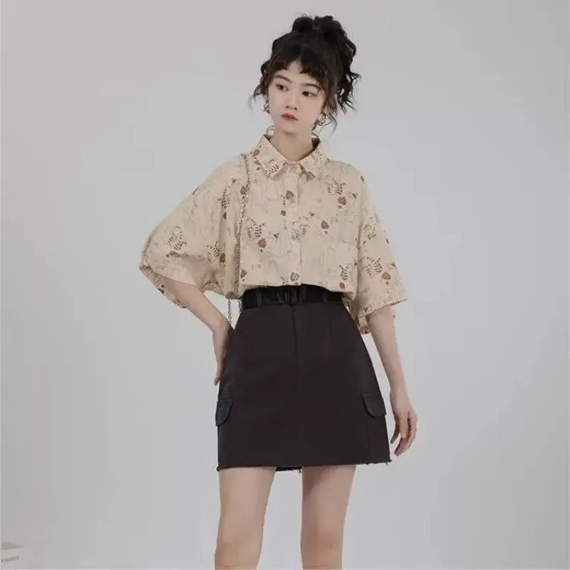 Shirts Women Corduroy Patch Po - Korean Student Lifestyle ulasan dan harga