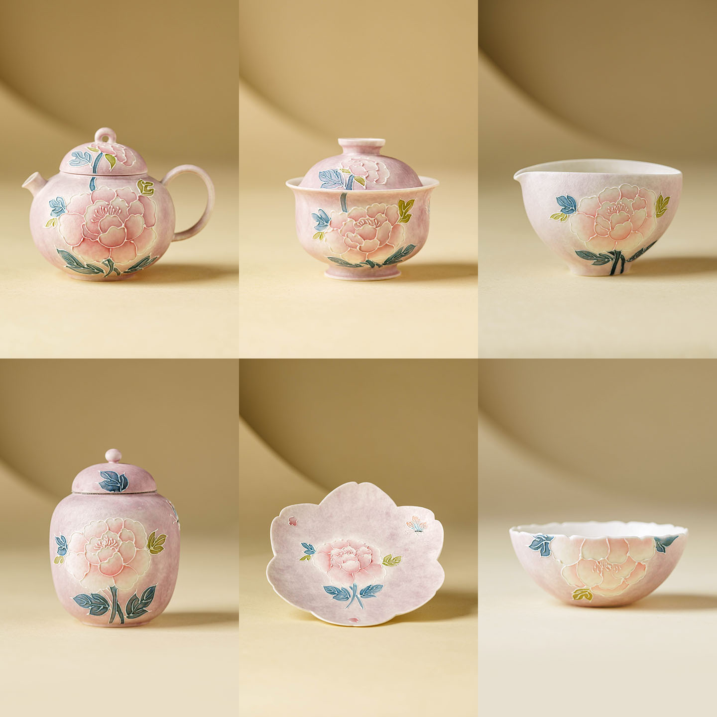 HandPainted Vintage Peony Butt - Korean Tea Set ulasan dan harga
