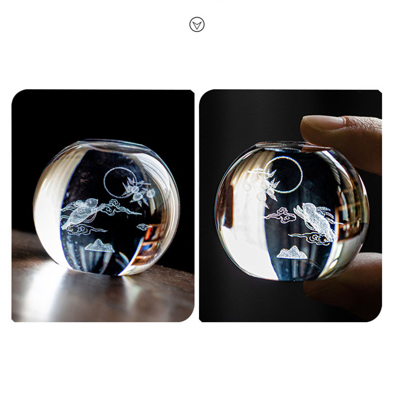 Moon Rabbit Crystal Lid Holder - Korean Tea Set ulasan dan harga