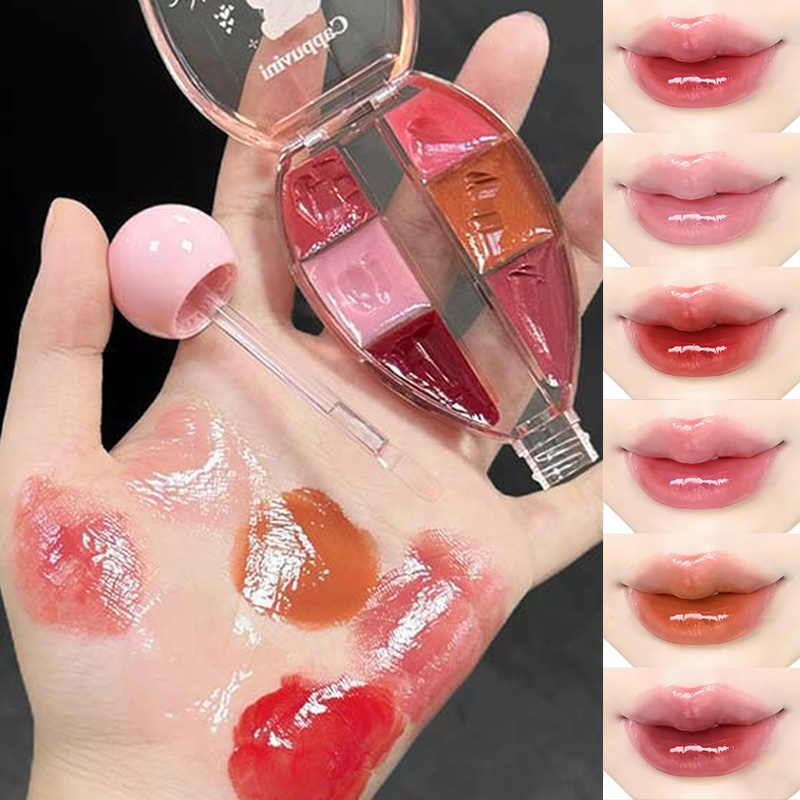 6 Color Mirror Lip Gloss Palet - Lip Tint Korean ulasan dan harga