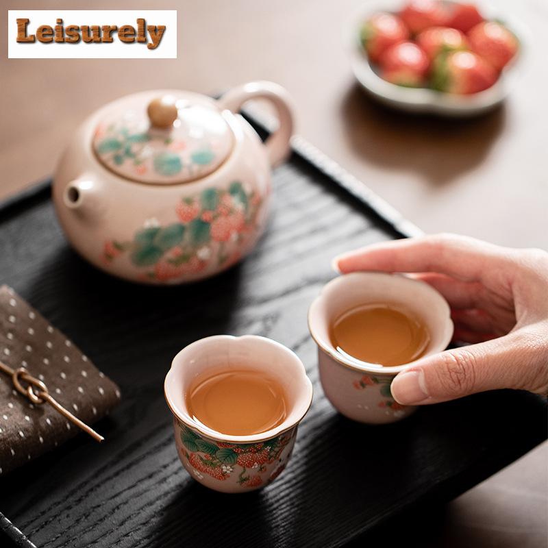 Antique Pink Ru Kiln Teacup St - Korean Tea Set ulasan dan harga