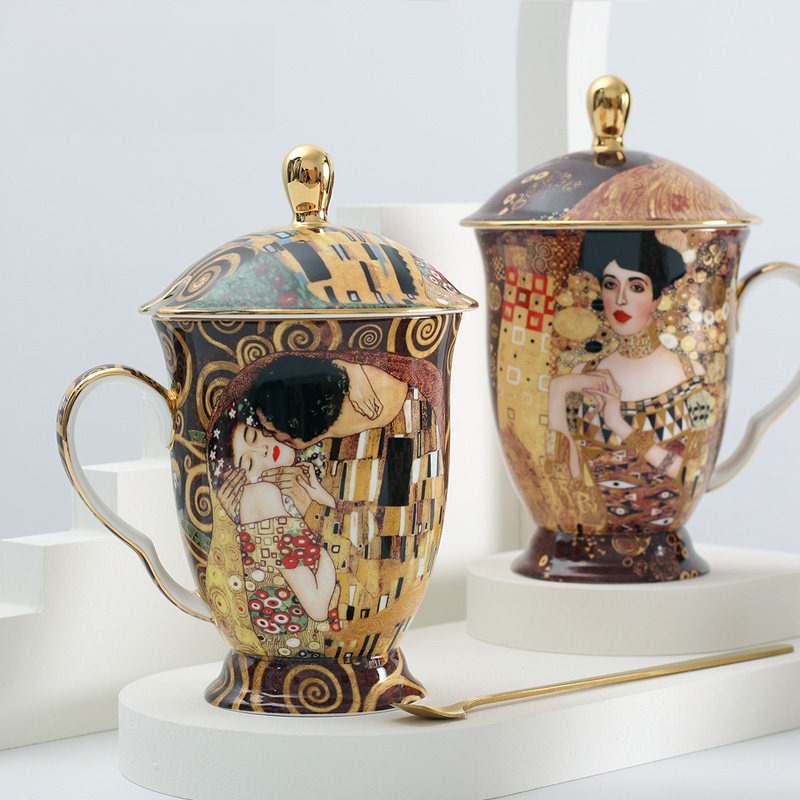 European Ceramic Mug with Lid  - Celadon Ceramic Cup ulasan dan harga