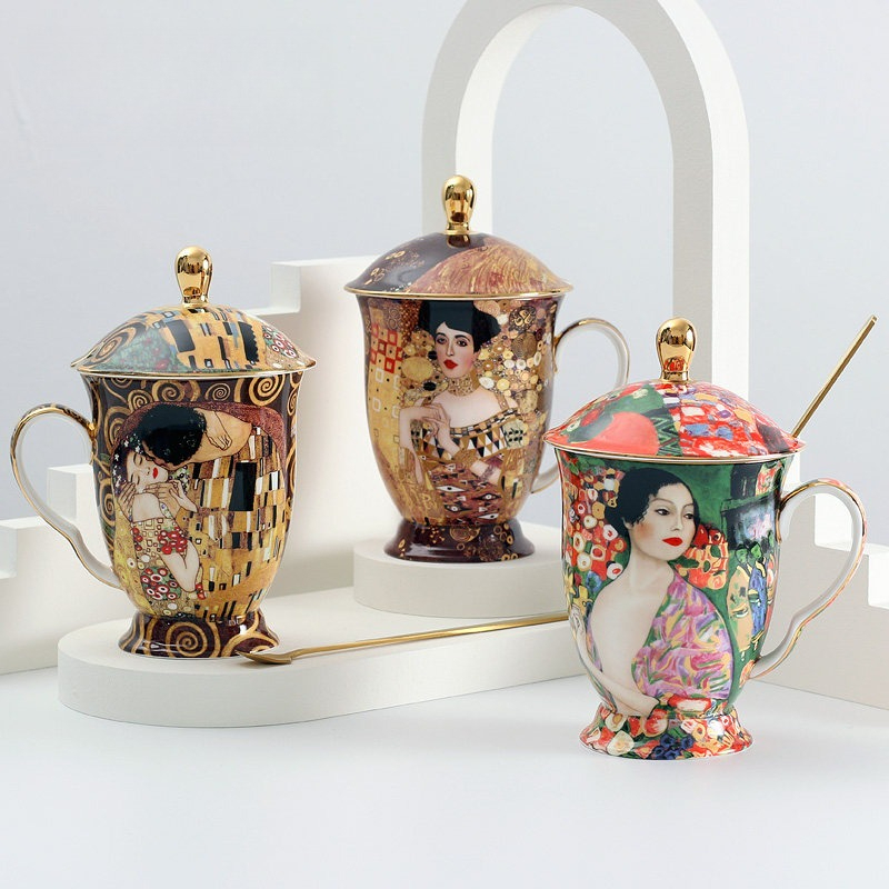 European Ceramic Mug with Lid  - Celadon Ceramic Cup ulasan dan harga