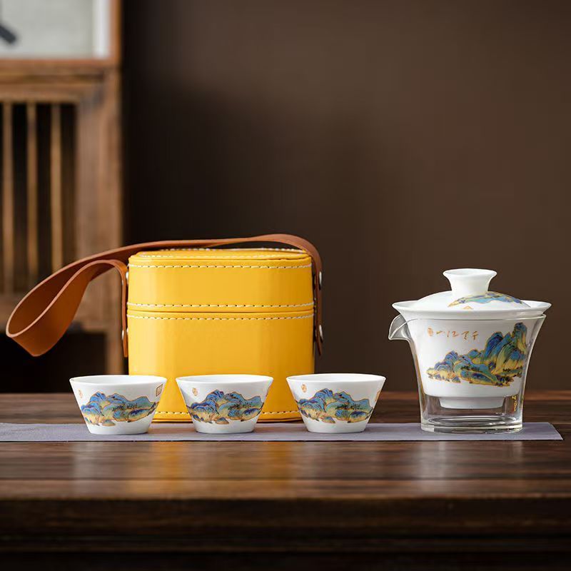 Travel Jade White Porcelain Te - Korean Tea Set ulasan dan harga