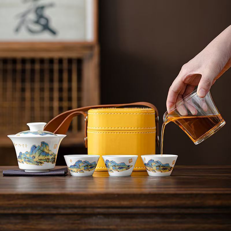 Travel Jade White Porcelain Te - Korean Tea Set ulasan dan harga