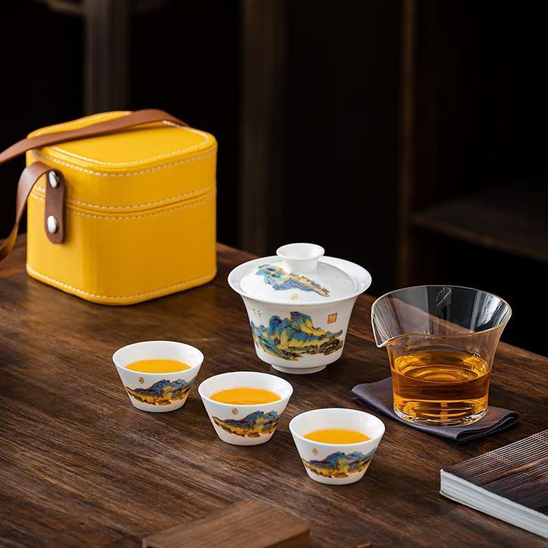 Travel Jade White Porcelain Te - Korean Tea Set ulasan dan harga