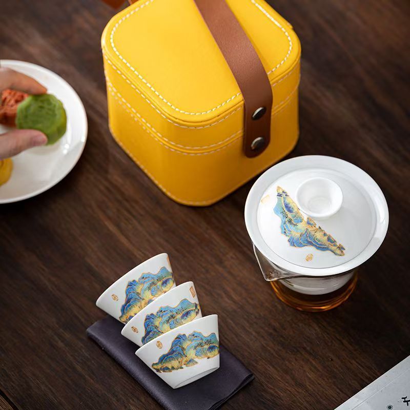 Travel Jade White Porcelain Te - Korean Tea Set ulasan dan harga
