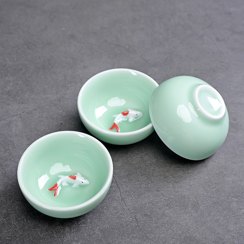 Celadon Fish Cute Teacup, Chin - Celadon Ceramic Cup ulasan dan harga