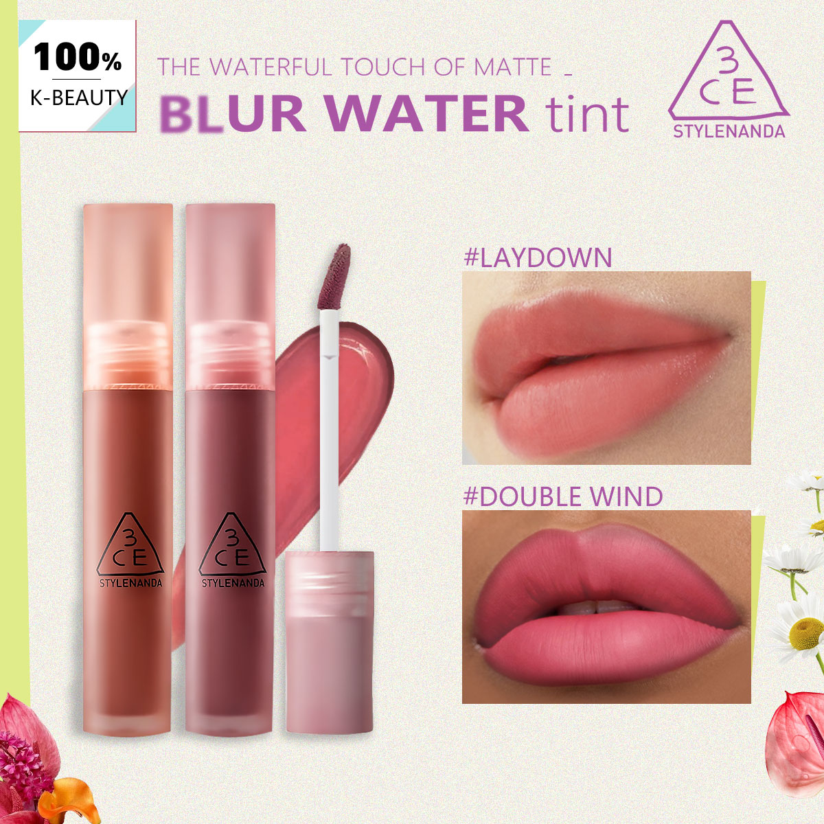 3CE BLUR WATER TINT,Buildable  - Lip Tint Korean ulasan dan harga
